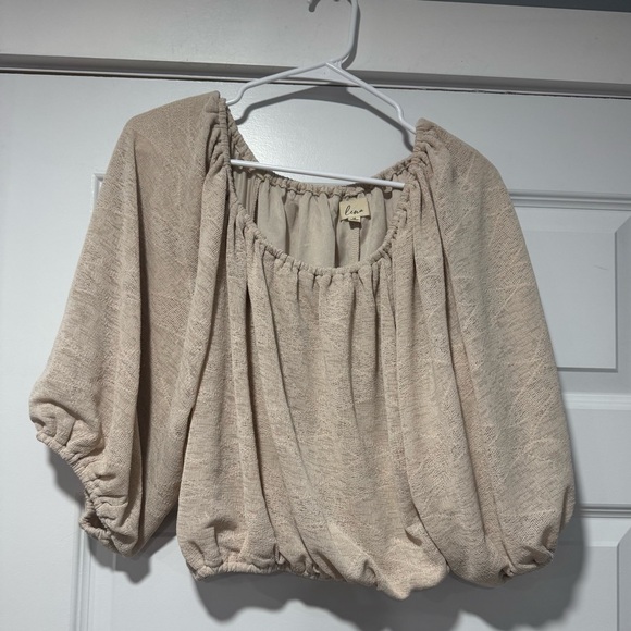Lena Cream Ruched 3/4 Sleeve Blouse - Picture 1 of 6